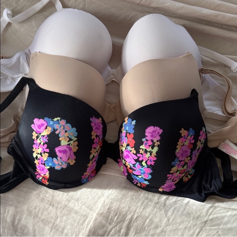 Victoria's Secret Black Bra with Floral Accents